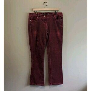 White House Black Market Womens 10R Sleek Boot Velvet Pants Burgundy Noir Leg